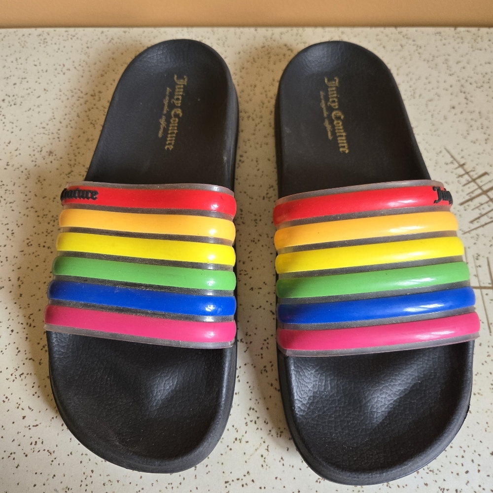 Juicy Couture Rainbow Slides, 9